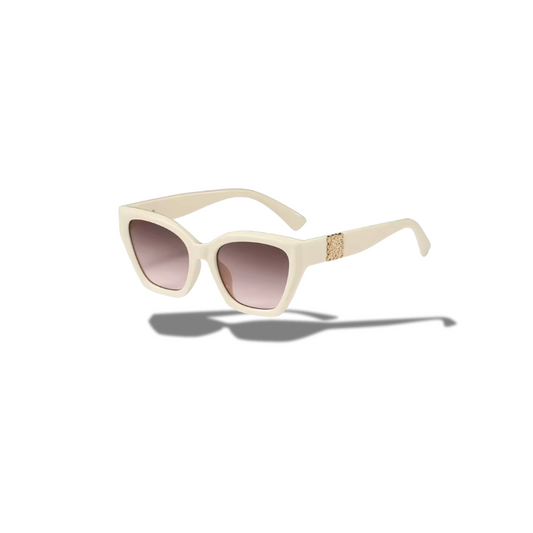 Creme, gold Sonnenbrille für Damen im Retro, old-money Chic