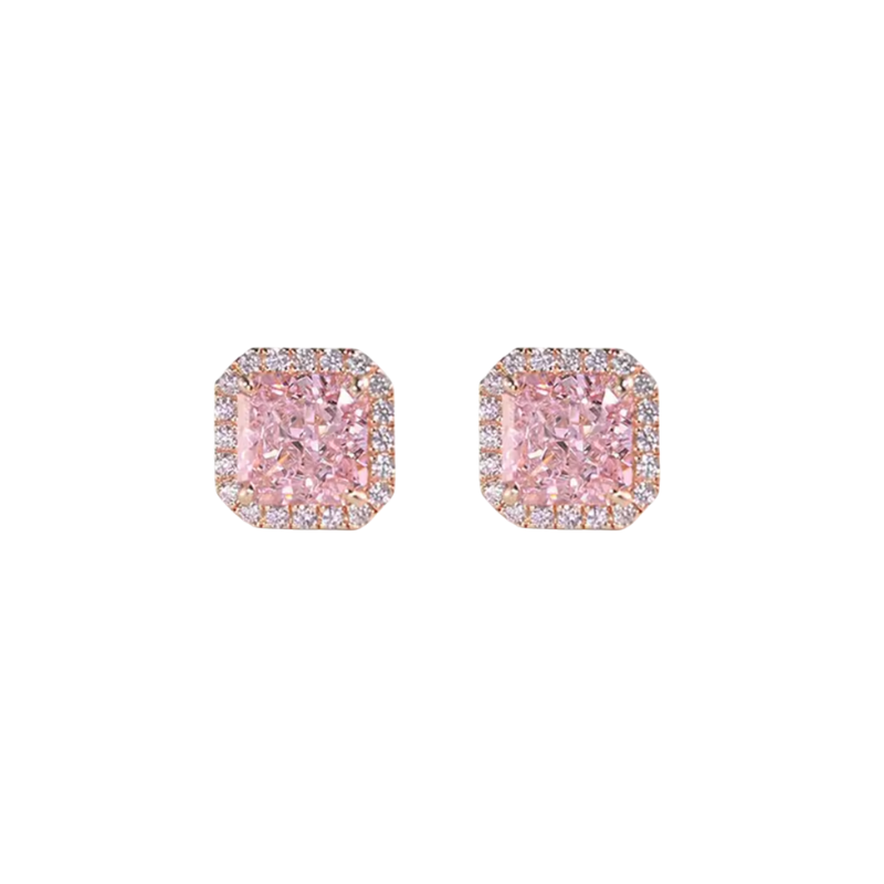 Exquisite Square Pink golden zirkonia