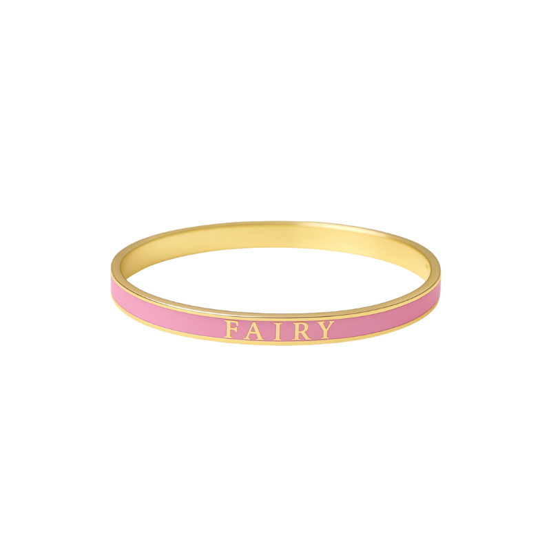 ✨ Fairy Magic Armreif mit Namensgravur in Gold, Rosa✨