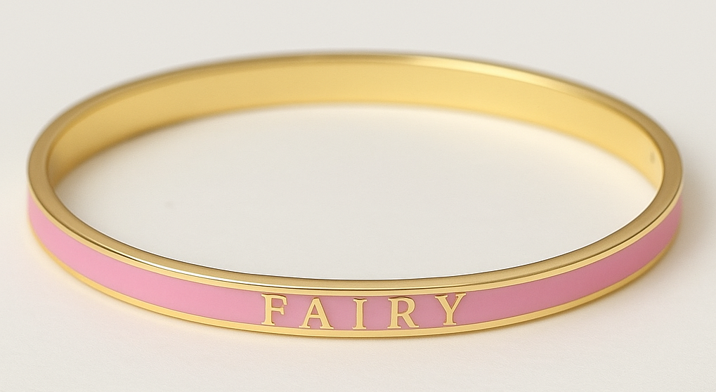 ✨ Fairy Magic Armreif mit Namensgravur in Gold, Rosa✨