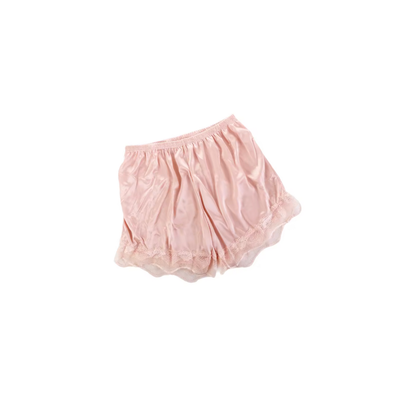 Rose vintage satin pants with lace