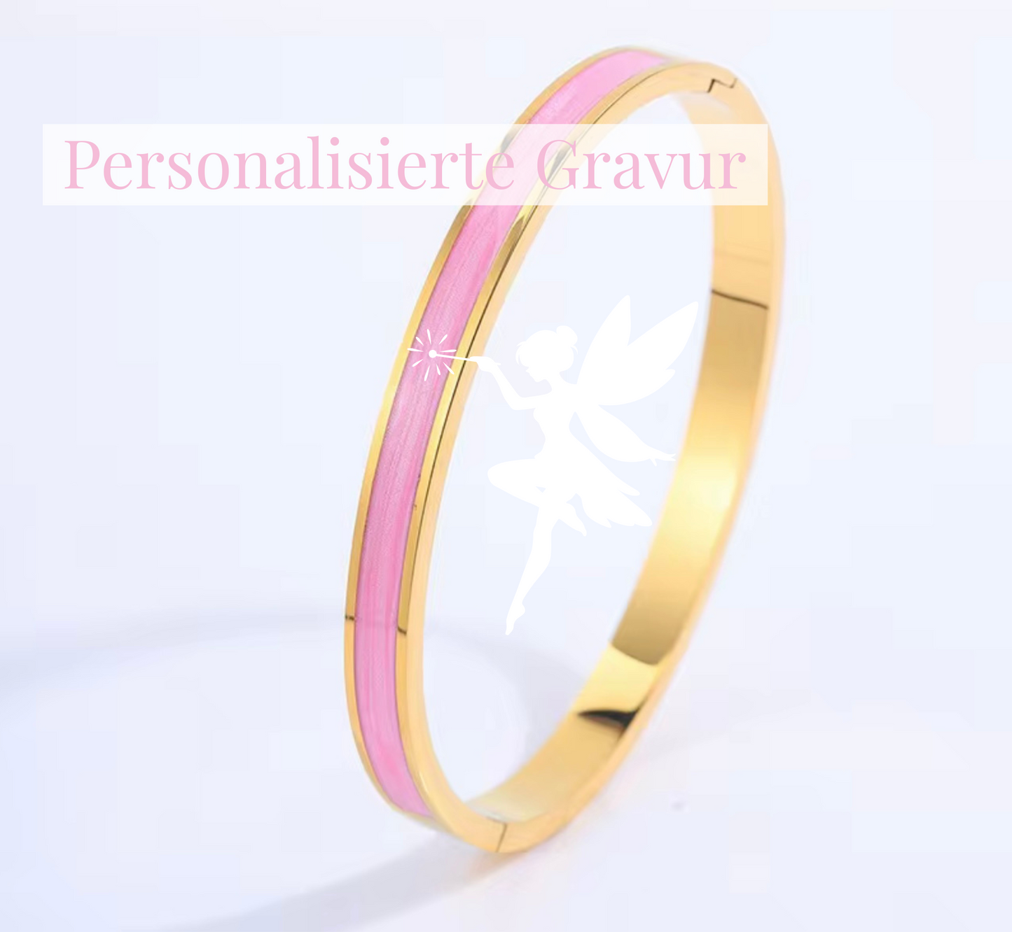 ✨ Fairy Magic Armreif mit Namensgravur in Gold, Rosa✨