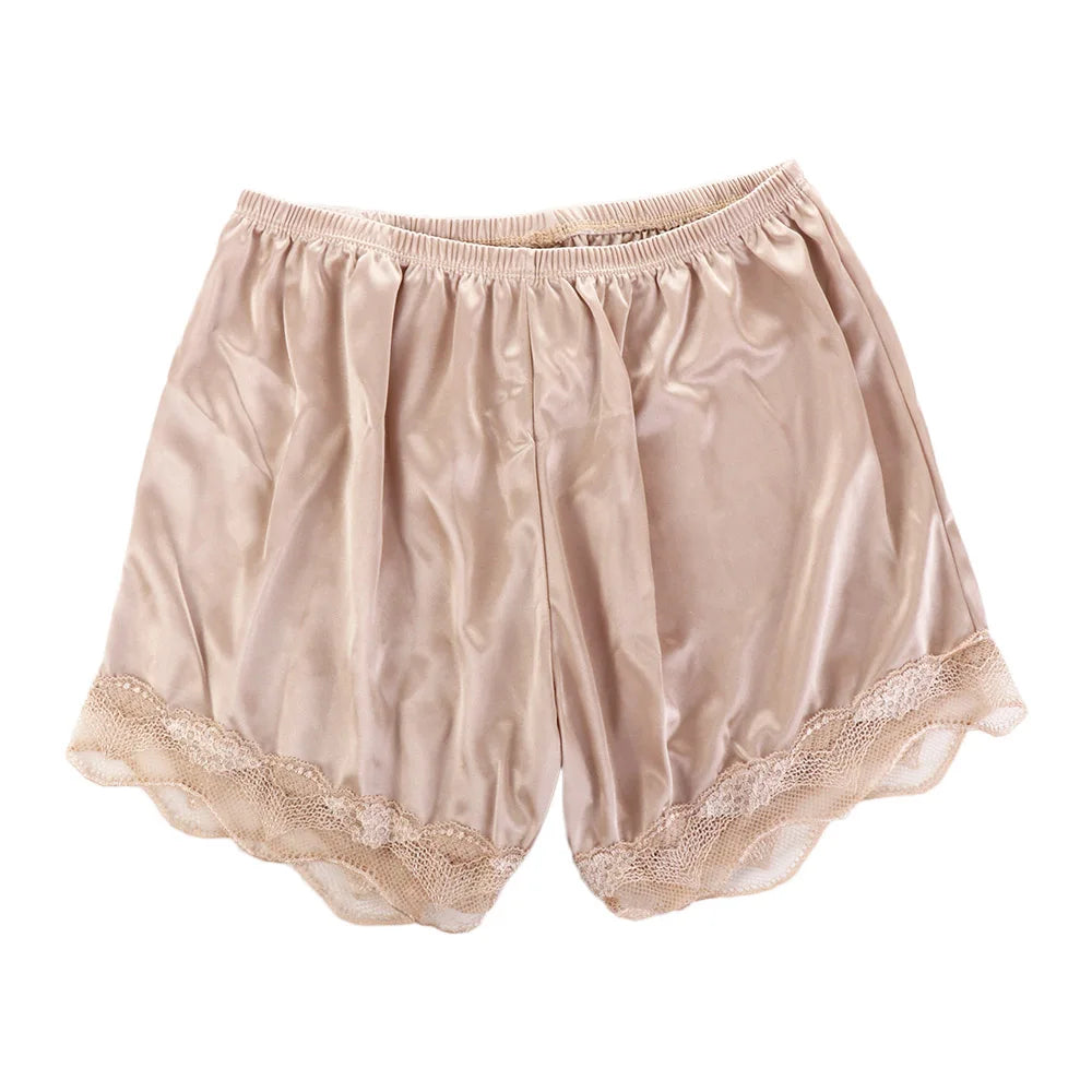 Rose vintage satin pants with lace