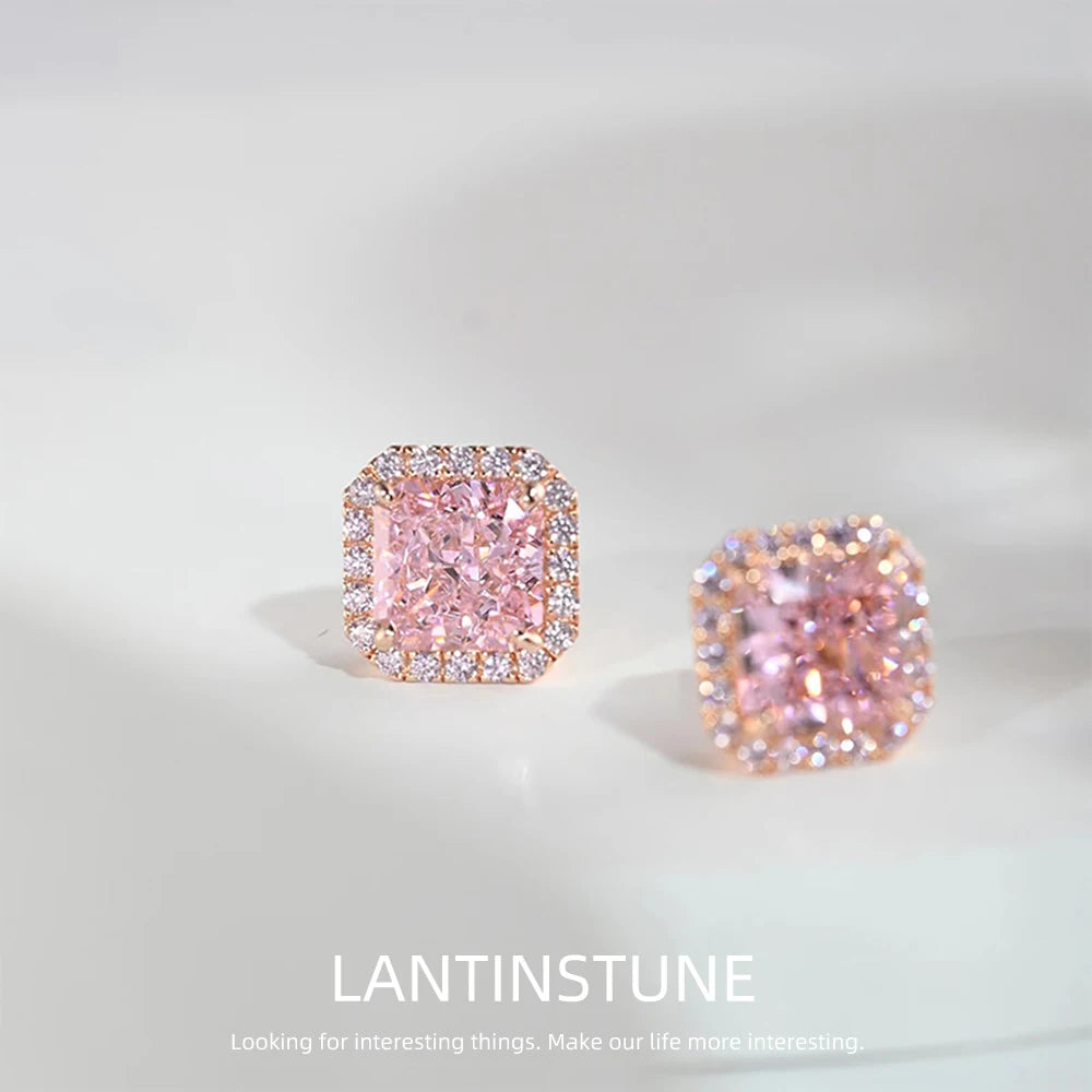 Exquisite Square Pink golden zirkonia