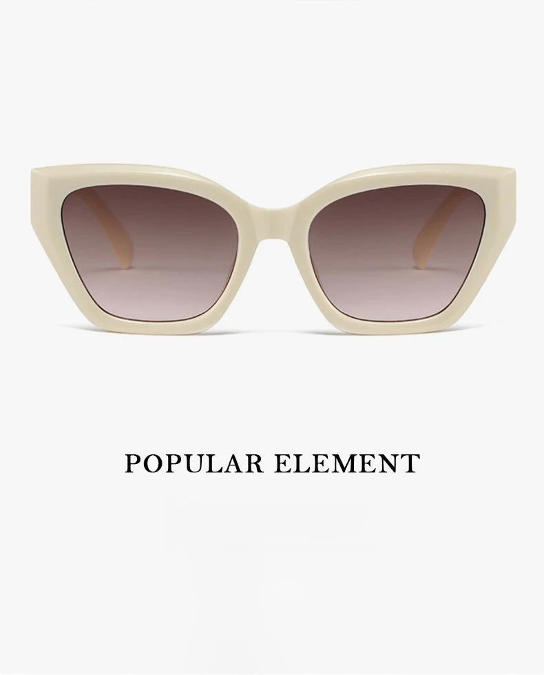 Creme, gold Sonnenbrille für Damen im Retro, old-money Chic