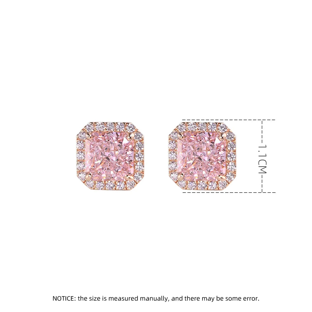 Exquisite Square Pink golden zirkonia