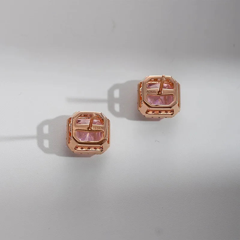 Exquisite Square Pink golden zirkonia