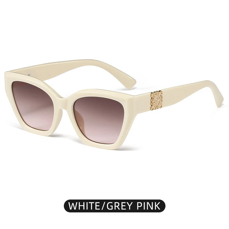 Creme, gold Sonnenbrille für Damen im Retro, old-money Chic