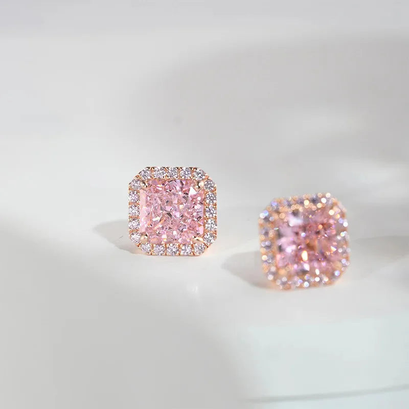 Exquisite Square Pink golden zirkonia