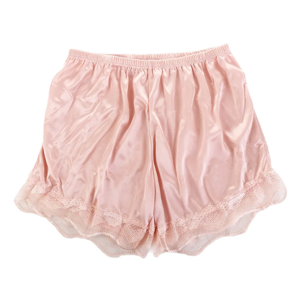 Rose vintage satin pants with lace