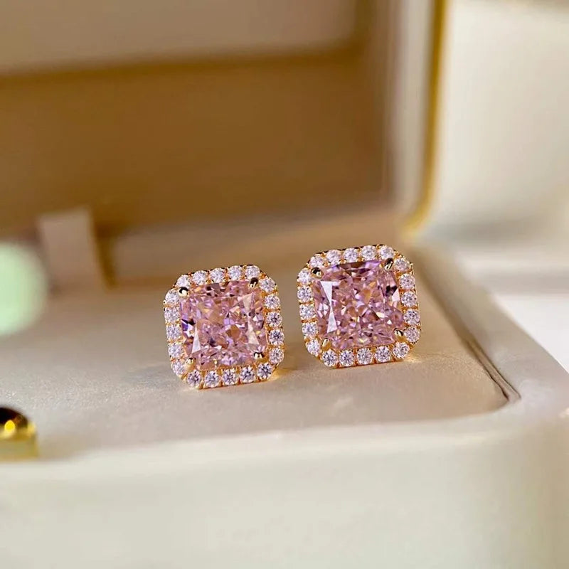 Exquisite Square Pink golden zirkonia
