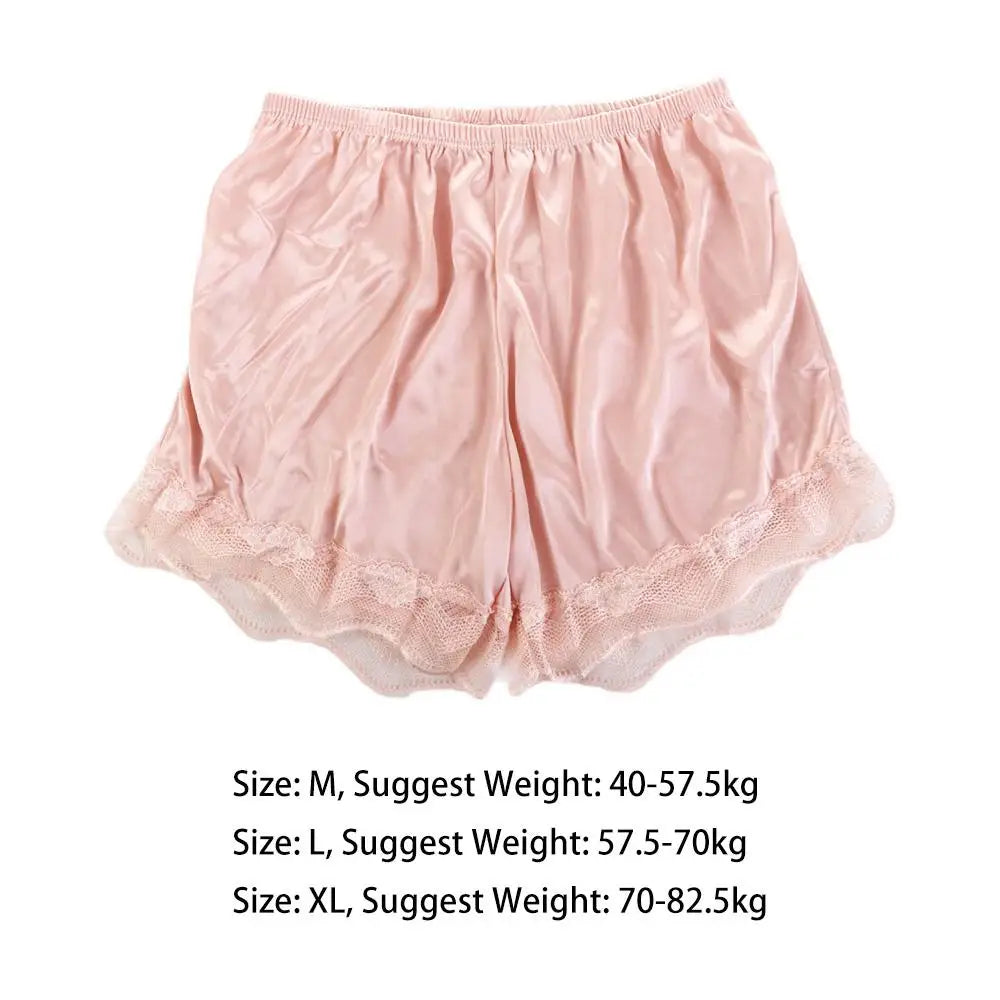 Rose vintage satin pants with lace