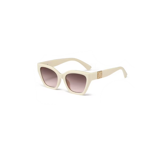 Creme, gold Sonnenbrille für Damen im Retro, old-money Chic