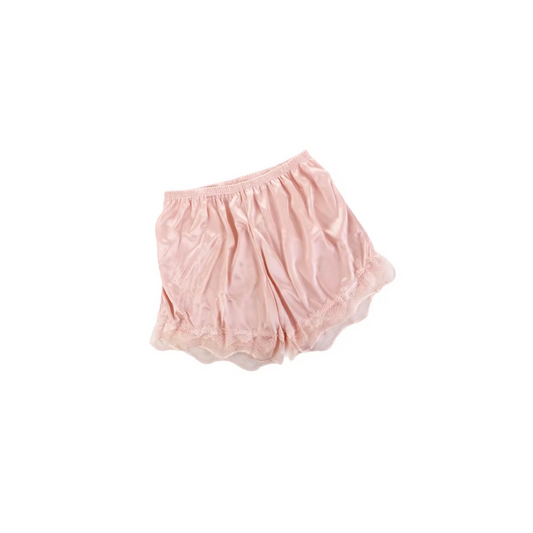 Rose vintage satin pants with lace