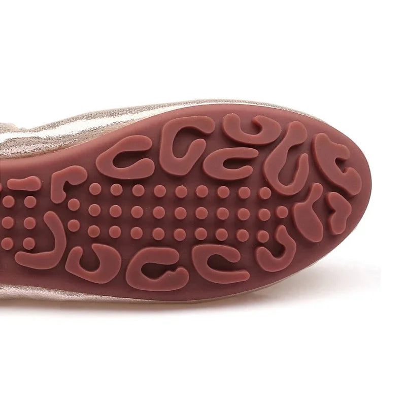 Goldene Slippers Damen | Bequeme Flats, Ballerinas mit Schleife & Glanz